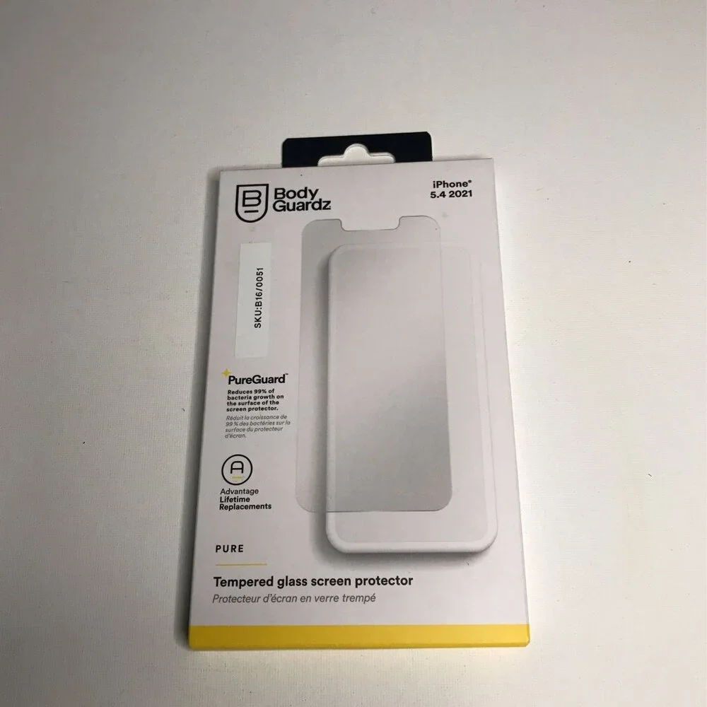 BodyGuardz - Pure Tempered glass Screen Protector for iPhone 13 Mini - Clear